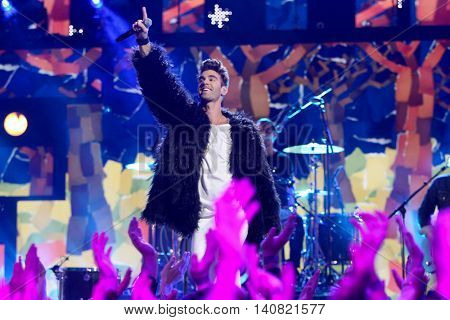 NEW  YORK-NOV 13: Zac Barnett of American Authors perform on stage during VH1's 2nd Annual 'You Oughta Know Live In Concert' 2014 at Hammerstein Ballroom on November 13, 2014 in New York City.