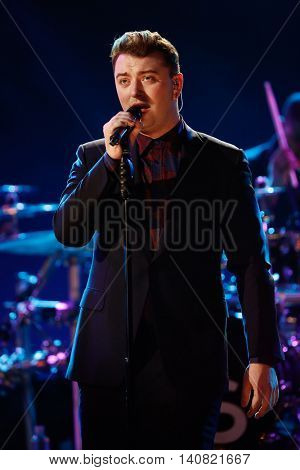 NEW  YORK-NOV 13: Singer Sam Smith performs on stage during VH1's 2nd Annual 'You Oughta Know Live In Concert' 2014 at Hammerstein Ballroom on November 13, 2014 in New York City.