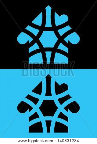 House mosaic icon Isolated. Blue and black colors. Dichromatic. Reversed colors. Applied for t-shirt website etc.