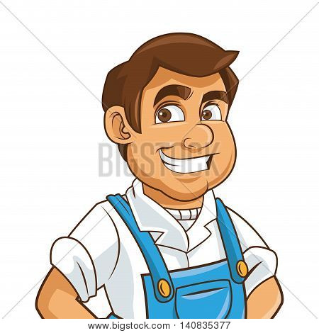 flat design construction or industrial worker icon vector illustration