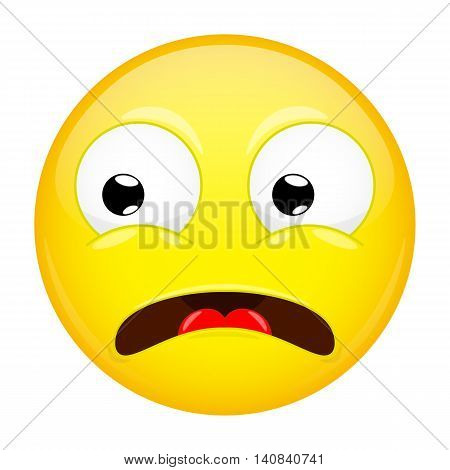 Shocked emoji. Fear emotion. Horror emoticon. Vector illustration smile icon.