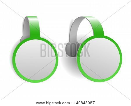 Green advertising wobblers isolated on white background