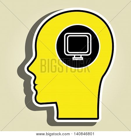silhouette head screen computer vector illustration grphic