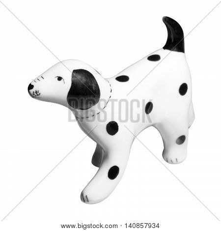 Dalmatian Dog ceramic figurine isolated on white with clipping path.