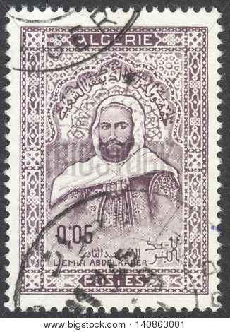 MOSCOW RUSSIA - CIRCA APRIL 2016: a post stamp printed in ALGERIA shows a portrait of Emir Abdel Kader the series 