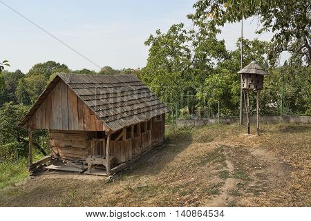 Authentic old Ukrainian house countryside. Rural summer