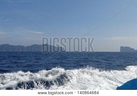 Thailand Phuket, view from the maya beach at phi phi leh island thailand