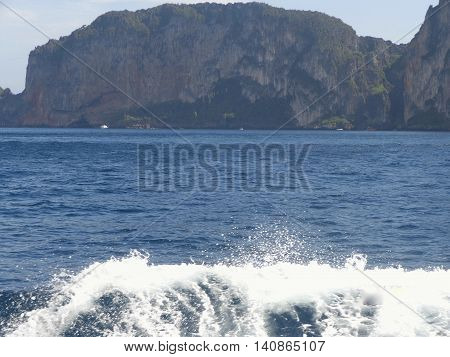 Thailand Phuket 14 DEC 2013 view from the maya beach at phi phi leh island thailand