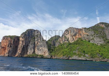 Thailand Phuket, view from the maya beach at phi phi leh island thailand
