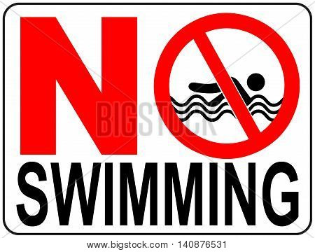 No swimming warning signs. vector illustration Prohobition sticker label for public places like sea, ocean, beatches, swimming pool. Informational banner