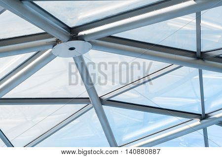 An abstract detail of a dome of a modern building.