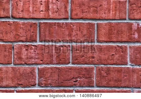 Row of red bricks texture or background