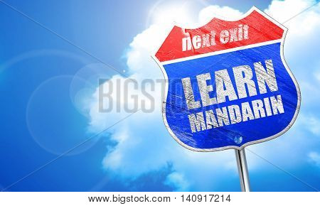 learn mandarin, 3D rendering, blue street sign