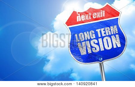 long term vision, 3D rendering, blue street sign