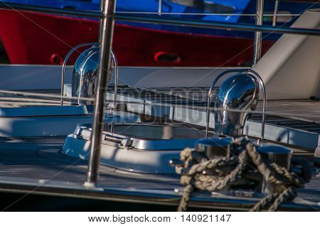a boat deck on a summers day