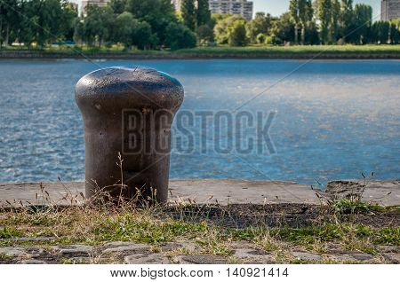 a docking pile for boats or ships near the port of Antwerp