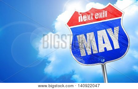may, 3D rendering, blue street sign