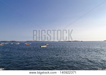 quiet sea view with boats from Corinto nicaragua