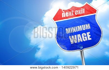 Sweat shop background, 3D rendering, blue street sign