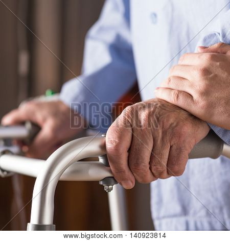 Senior Person Holding Walking Zimmer