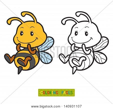 Coloring Book, Coloring Page With A Small Bee