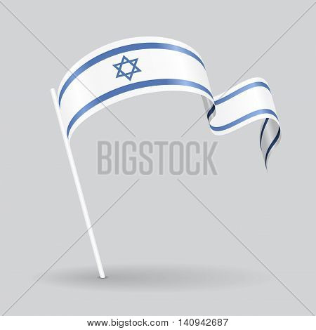 Israeli pin icon wavy flag. Vector illustration.