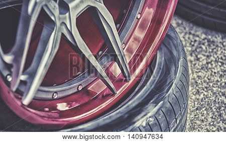 Closeup Detail Of Aluminum Car Wheel, Hdr Effect