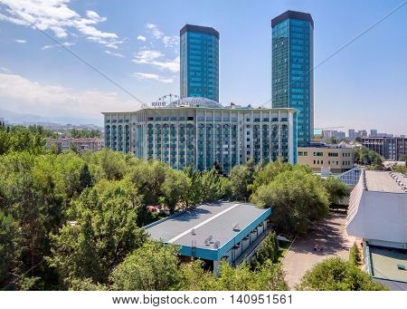ALMATY KAZAKHSTAN - AUGUST 2 2016: Modern architecture in the historic centre of Almaty.