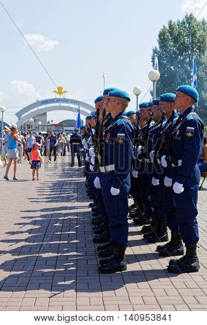 Ulyanovsk Russia - July 31 2016: Day celebration of the Russian Airborne Forces. The Russian Airborne Troops or VDV is a military branch of the Armed Forces of the Russian Federation.