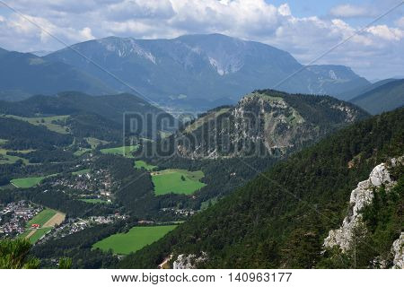 The Alps in area near Wiener Neustadt in summer sunny day
