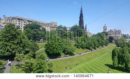 Scott Monument and Princess Gardens Edinburgh, Scotland, UK