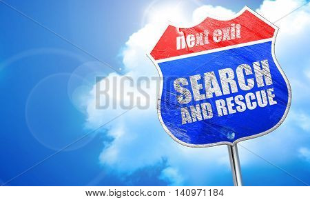 search and resue, 3D rendering, blue street sign