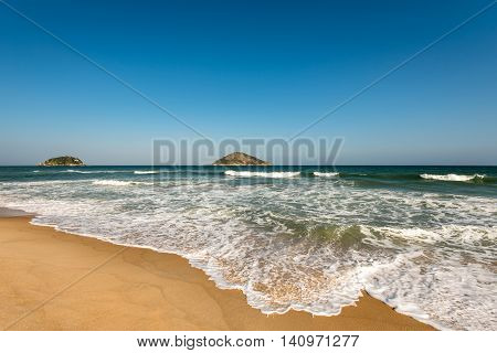 Grumari Beach and Rocky Islands in the Ocean, Rio de Janeiro, Brazil