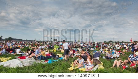 KRAKOW POLAND - JUL 31 2016: Unidentified participants of World Youth Day and International Catholic youth Convention July 25-31. This year festival was visited by Pope Francis.