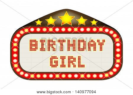 A Birthday Girl movie theatre or theatre marquee.