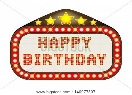 A Happy Birthday movie theatre or theatre marquee.