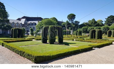 The interior gardens at the Chateau of Angers, France