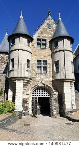The châtelet (small castle) in Castle of Angers, France