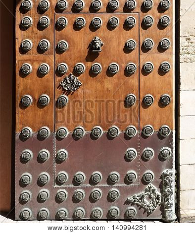 Detail of the main door of the Archbishop Palace in Seville Spain