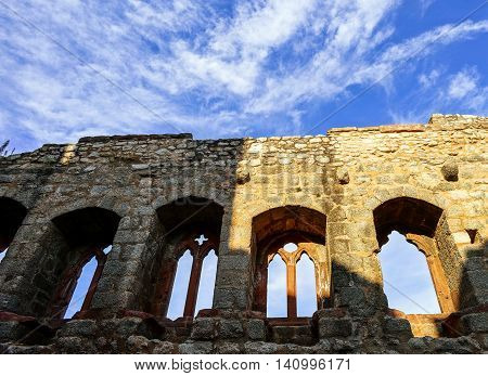Majestic Medieval Castle Ruins On The Top Of The Hill