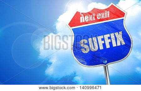 suffix, 3D rendering, blue street sign