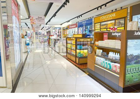 KUALA LUMPUR, MALAYSIA - CIRCA MAY, 2016: inside of a store at Kuala Lumpur International Airport. Kuala Lumpur International Airport (KLIA) is Malaysia's main international airport 