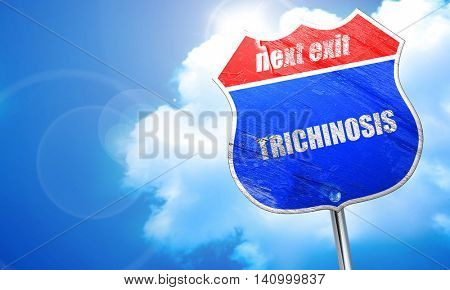 trichinosis, 3D rendering, blue street sign