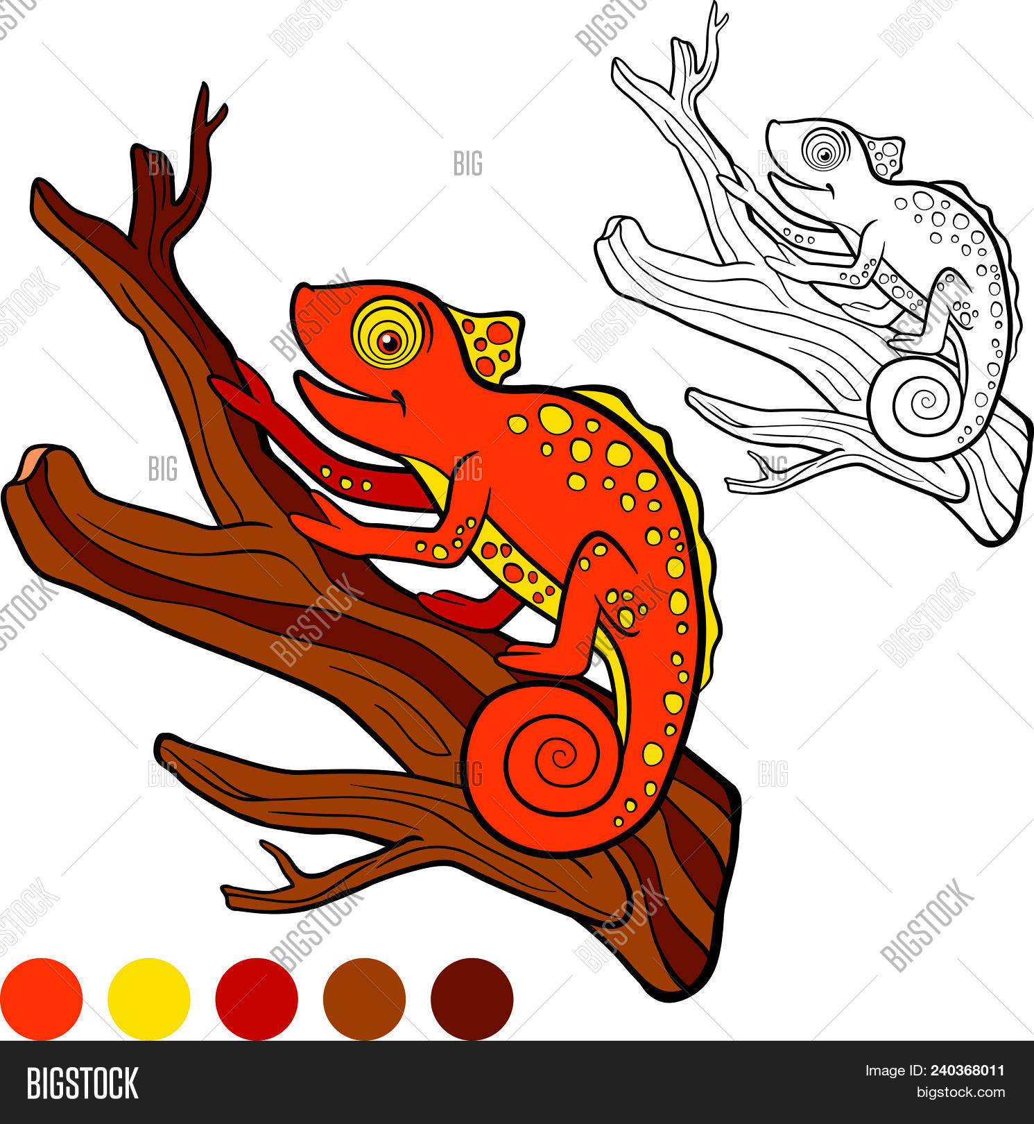 Coloring Page Color Me Chameleon Little Cute Orange Chameleon Sits On The Tree Coloring Page Color Me Chameleon Little Cute Orange Chameleon Sits On The Tree