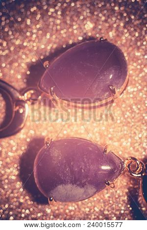 Rose Gold Earrings With Amethyst