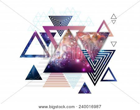 Abstract Hipster Polygonal Triangle Background With Open Space Inside.