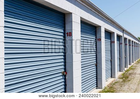 Numbered Self Storage And Mini Storage Garage Units