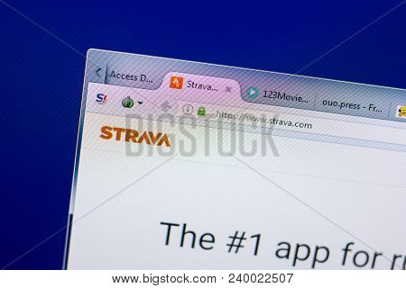 Ryazan, Russia - May 08, 2018: Strava Website On The Display Of Pc, Url - Strava.com