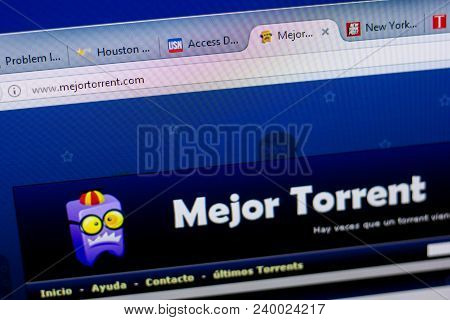Ryazan, Russia - May 08, 2018: Mejor Torrent Website On The Display Of Pc, Url - Mejortorrent.com