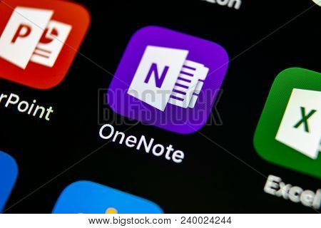 Sankt-petersburg, Russia, May 10, 2018: Microsoft Onenote Office Application Icon On Apple Iphone X 